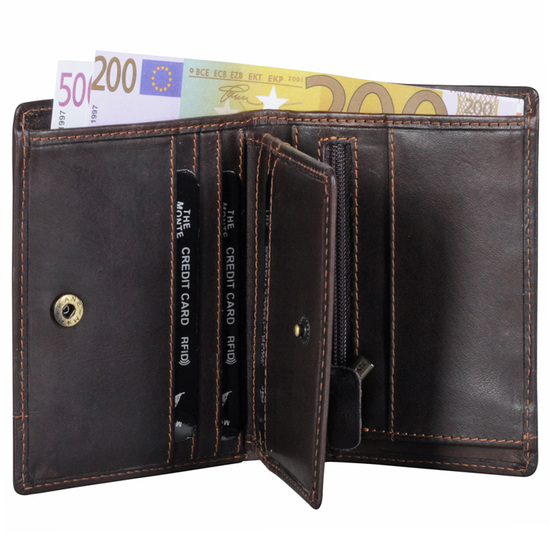 The Monte RFID-safe 2+1 delad Plånbok i Brunt Läder - 9 kort