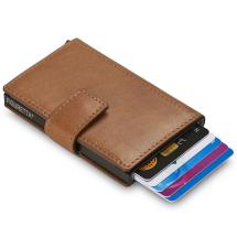 Säker korthållare & läderplånbok: Figuretta RFID-safe Cognac Miniwallet och Kort